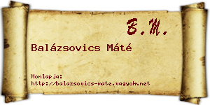Balázsovics Máté névjegykártya